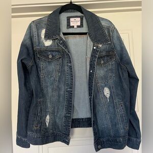 Juicy Couture Distressed Dark Denim Sparkle Jean Jacket Size XL